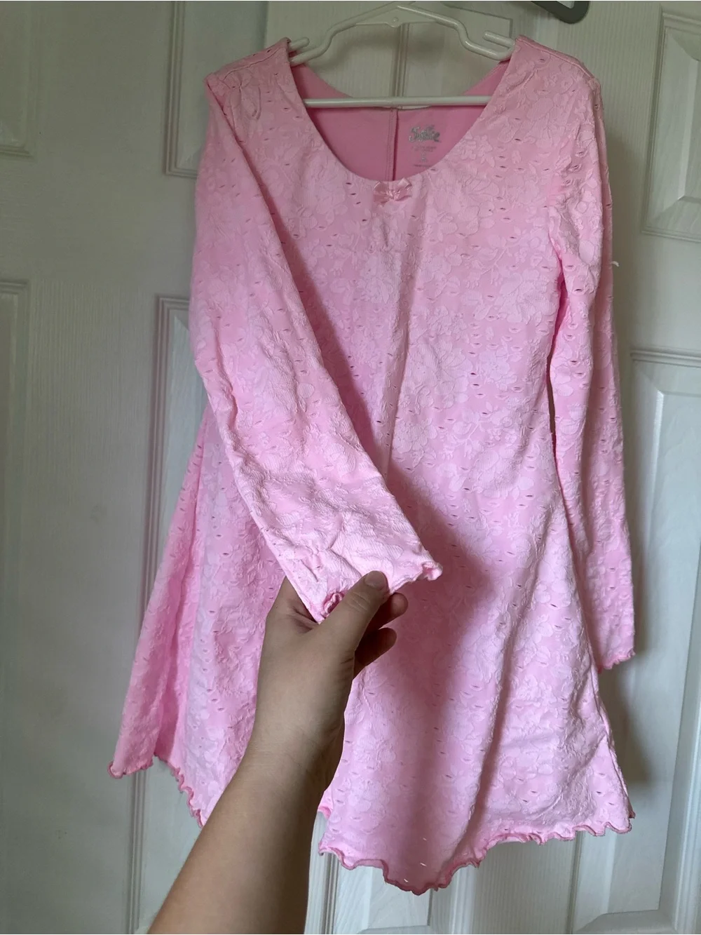 Girls pink Skort dress size 7/8 long sleeve lace